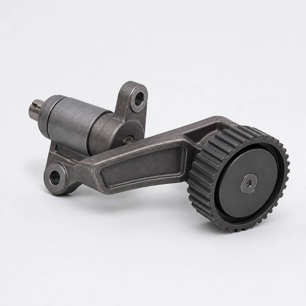 Galet tendeur hydraulique de distribution présenté seul sur fond neutre