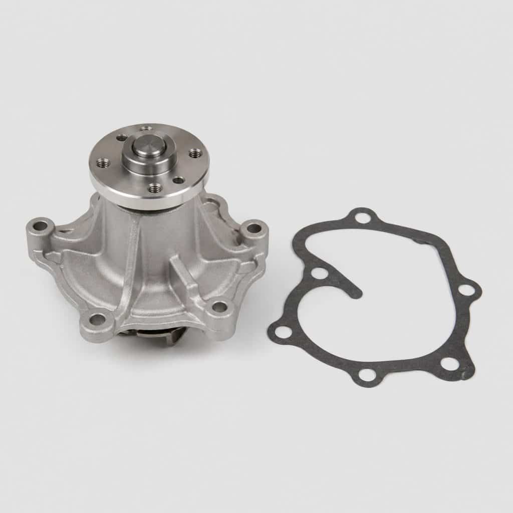 Kit pompe à eau moteur avec joint assorti présenté sur fond neutre