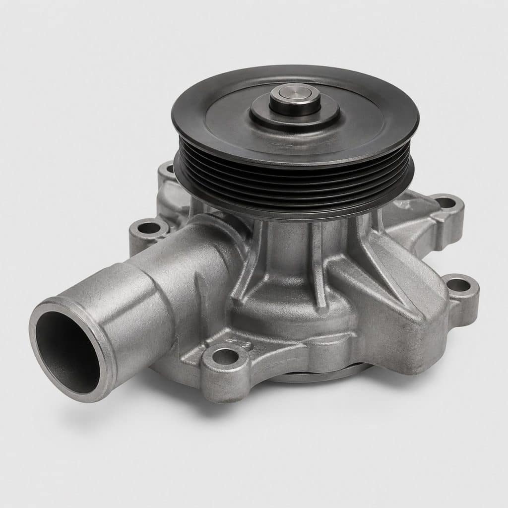 Pompe à eau moteur diesel présentée seule sur fond neutre