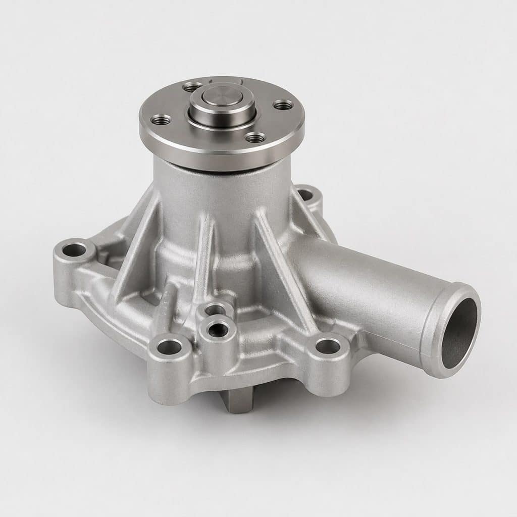 Pompe à eau moteur essence compacte présentée seule sur fond neutre