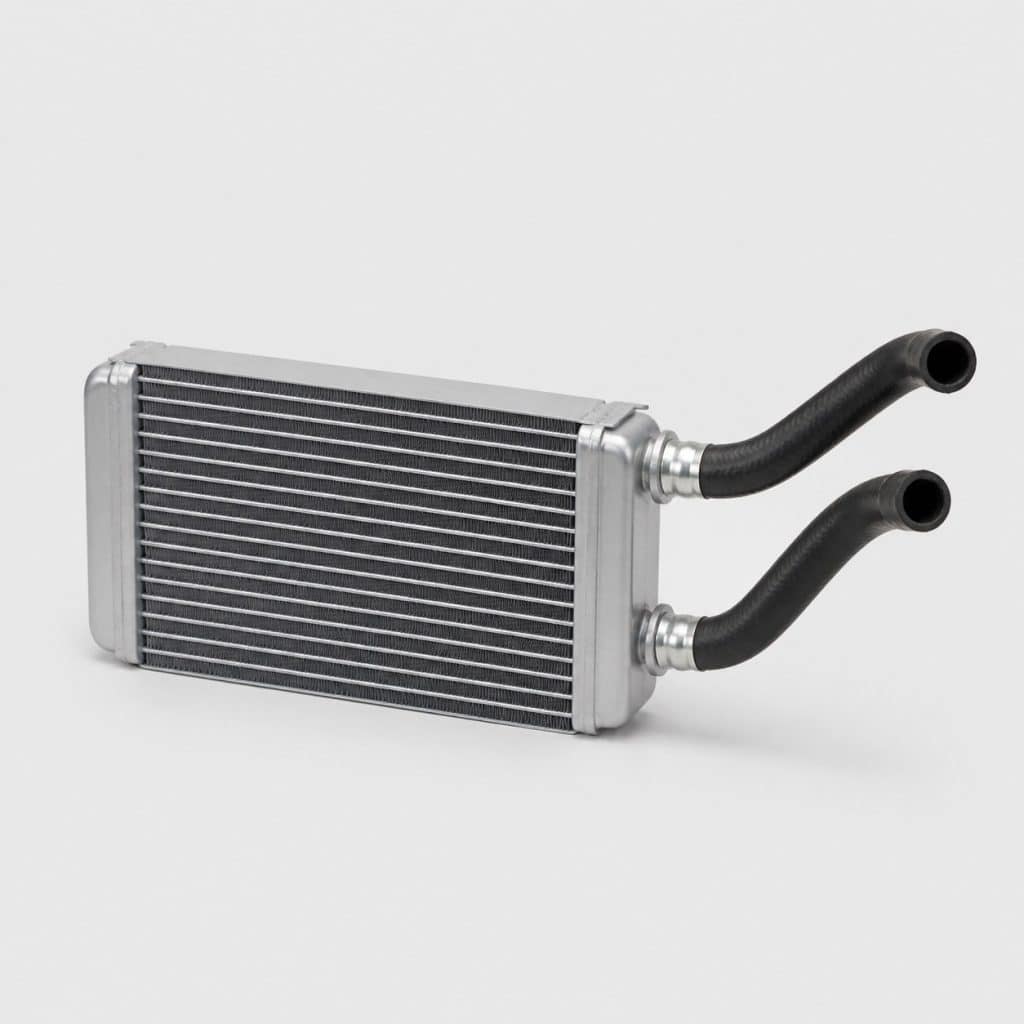 Radiateur de chauffage habitacle compact présenté seul sur fond neutre