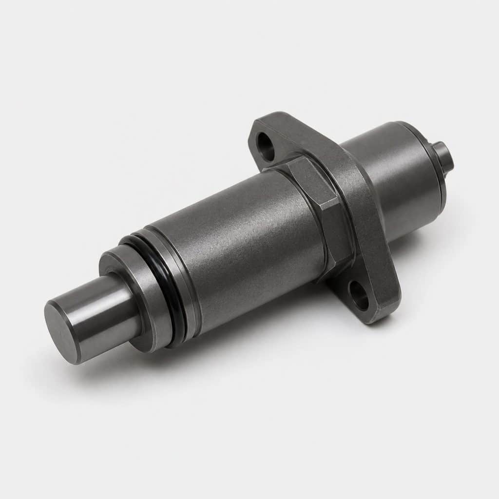 Tendeur hydraulique de chaîne de distribution présenté seul sur fond neutre